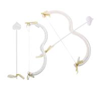 COLLBATH 2 Sets Cupid Bow and Heart Arrow Costume Accessories for Valentines Couples Wedding Party Dress-up Items White Mini Bow Lightweight Romantic Cosplay Props