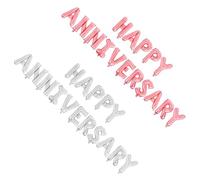 COLLBATH 2 Sets Happy Anniversary Balloons Set Aluminum Foil Letter Balloons for Wedding Celebrations Quick Inflate Elegant Decor for Special Occasions Silver Rose Gold