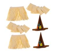 COLLBATH 2 Sets Hawaiian Raffia Grass Costume Set Lightweight Unisex Outfit for Luau Tropical Parties Stage Performances with Witch Hat and Grass Anklets Wristbands