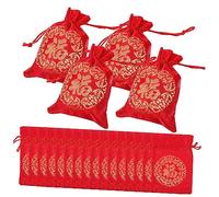 COLLBATH 20pcs Chinese Style Small Drawstring Silk Candy Gift Bags Decorative Storage Pouches for Year Wedding Party Presents