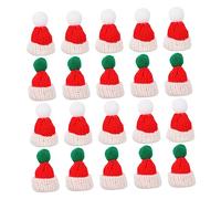 COLLBATH 20pcs Mini Christmas Hats DIY Accessories Festive Party Decorative Ornaments for Tree Tableware Headwear and Gift Crafting White and Green