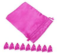 COLLBATH 20pcs Satin Wig Bags with Drawstring Closure for Hair Extensions and Wigs Dust-resistant Portable Storage Pouches for Travel Home and Salon Use Rose Red