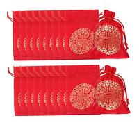 COLLBATH 20pcs Silk Satin Drawstring Gift Bags for Chinese Year Decorative Small Jewelry Pouches Wedding Favor Candy Storage Lightweight Gift Wrap