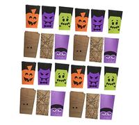 COLLBATH 24pcs Halloween Candy Gift Bags Cartoon Pumpkin Spider Web Mummy Design Party Favor Pouches Storage Sacks for Trick Treat and Birthday Celebration