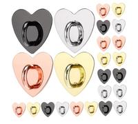 COLLBATH 24pcs Heart Shaped Alloy Phone Charm Holders DIY Metal Hooks for Cellphone Case Accessories Durable Finger Ring Grips in Steel Rose Gold Colors