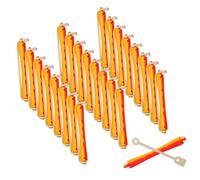 COLLBATH 24Pcs Salon Perm Rollers with Elastic Bands Hollow Hair Rods in Red Yellow for DIY Styling Reduce Hair Damage Secure Hold for Waves Retro Suitable for Home and Professional Use