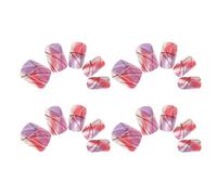 COLLBATH 24pcs Short False Nails Reusable Stick Fake Nails Purple Silver Lines Design Press Shine for Women Girls Artificial Short for Casual Wear