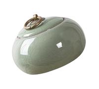 COLLBATH 250ml Ceramic Tea Canister with Alloy Handle and Airtight Lid, Classic Shape Kitchen Storage Jar, Locks Tea Fragrance, Smooth Surface, Light Green Colour for Home Use