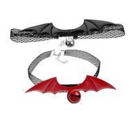 COLLBATH 2pcs Adjustable Fancy Cat Collar with Bell Bat Wing Design for Halloween Christmas Lightweight Stylish Breakaway Neckwear for Cats