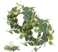 COLLBATH 2pcs Artificial Eucalyptus Candle Wreaths Decorative Festival Candle Rings with Leaf Decor for Easter Holiday Home Party Decoration