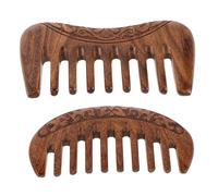 COLLBATH 2pcs Black Sandalwood Wide Tooth Comb Hand Carved Scalp Massage Detangling Combs for Long Thick Hair with Round and Square Shapes for Versatile Hair Care and Styling