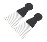 COLLBATH 2pcs Black Steel Pin Hair Combs for Men Afro Styling Salon Hairdressing Tools Smooth Scalp Massage Detangling Picks for All Hair Types