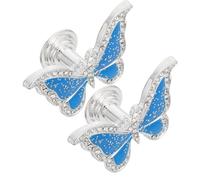 COLLBATH 2pcs Blue Painted Zinc Alloy Butterfly Pull Handles with Rhinestone Decoration, Single Hole Cabinet Drawer Knobs for Wardrobe, Kitchen Cupboard Furniture Hardware