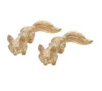 COLLBATH 2pcs Brass Fox Cabinet Pulls Animal Shape Drawer Handles Vintage Handmade Hardware for Kitchen Units and Furniture Decor in Natural Color