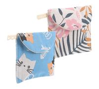 COLLBATH 2Pcs Capacity Portable Sanitary Pad Bag with Zipper for Women and Multi-Pocket Menstrual Pouch for Outdoor Use Cute Decorative Design for School and Travel Storage