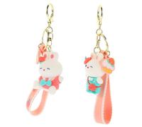 COLLBATH 2pcs Cartoon Bunny Key Chains Cute Rabbit Hanging Pendants for Bags Backpacks and Keyrings Adorable Design with Bow Tie and Handbag Rabbit