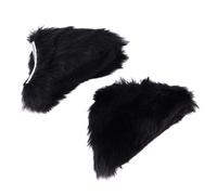 COLLBATH 2pcs Cat Ears Hairpin Shape Ears and Tail White Faux Bobby Brown Pet Hair Party on Hair Clips Furry Small Cosplay Halloween Flannel Black