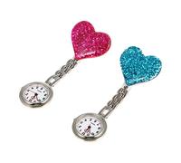 COLLBATH 2pcs Chic Heart Pocket Watch for Lightweight Alloy and Construction Light Red for Caregivers and Doctors