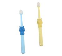 COLLBATH 2pcs Childrens Soft Bristles Toothbrush Cartoon Design with Fine Bristles for Cleaning Safe Healthy Material Suitable for Yellow and Sky Blue