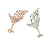 COLLBATH 2pcs Cocktail Glass Brooch Pin Chic Badge for Festivals Parties Creative Jewelry Accessory for Women Random Color Design for Dresses Sweaters More Random Color