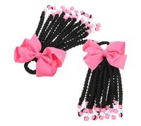 COLLBATH 2pcs Colored Braided Ponytail Extensions for Decorative Bow Lightweight Faux Hairpiece Natural Look Afro Style Hair Accessory