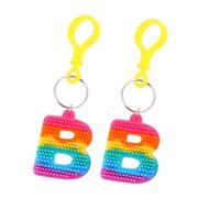 COLLBATH 2pcs Colorful Letter Keychains Car Decor Keyring Pompom Keyring Fluffy for Car Keys for