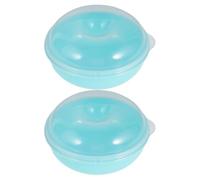 COLLBATH 2pcs Countertop Storage Bagel and Donut Box, Blue Reusable Pp Bread Keeper Containers for Fresh Baking Storage in Homes and Bakeries, Easy to Clean and Portable
