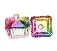 COLLBATH 2pcs Crystal Glass Nail Art Bowls with Lid Refillable Dappen Dish for Nail Powder and Liquid Compact Manicure Care Tools for Acrylic and Dip Powder Use