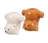 COLLBATH 2pcs Cute Cartoon Animal Toothbrush Holders with Slip Resistant Base and Quick Drying Drainage Compact Bathroom Organizer for Boy Girl Space Saving Countertop Stand for Family and