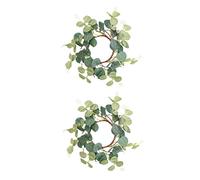 COLLBATH 2pcs Decorative Candle Wreaths for Home Decor Eucalyptus Simulation Candle Rings for Festivals Weddings and Spring Decorations