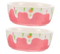 COLLBATH 2pcs Deep Ceramic Pet Feeding Bowl Anti-spill for Hamsters Rats Guinea Pigs Hedgehogs Matching Cage Decor