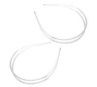 COLLBATH 2pcs Double Layer Rhinestone Headbands for Bride Elegant Sparkly Wedding Hair Accessories Secure Fit Princess Crowns for Women Stylish Bridal Hair Styling Silver