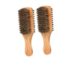 COLLBATH 2pcs Dual-sided Beard Brush for Men Boar Bristle Hair Straightener and Detangler Soft Bristle Grooming Comb for Thick Hair Travel-friendly Styling Tool for All Beard Types