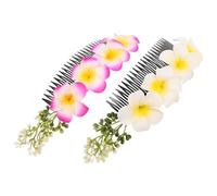 COLLBATH 2pcs Elegant Hawaiian Flower Hair Comb Plumeria Inspired Clip for Wedding Holiday Hair Decorations