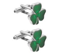 COLLBATH 2pcs Elegant Irish Shamrock Cufflinks and Tie Clip Green Clover Design Men's Shirt Accessories for Business Weddings Tuxedos St Patrick's Day Formal Wear
