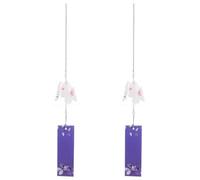 COLLBATH 2pcs Elegant Japanese-inspired Glass Wind Chime with Artistic Handpainted Flower Design, Versatile Decoration for Gardens and Indoor Spaces, Sturdy Strong Glass Material