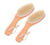 COLLBATH 2pcs Ergonomic Wooden Handle Back Brush for Shower Exfoliating and Massaging Body Cleaner Gentle Skin Cleansing Tool with Large Brush Head for Optimal Bathing Experience