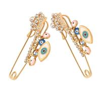 COLLBATH 2Pcs Evil Eye Brooches for Women Dangle Chain Lapel Pins Unique Evil Eye Jewelry Stylish Accessory for Coats Bags Hats More present for Friends Family