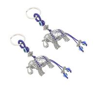 COLLBATH 2pcs Evil Eye Elephant Keychain Durable Blue Eyes Key Ring Unique Car Hanging Ornament for Home Office Decoration Birthdays Blessings