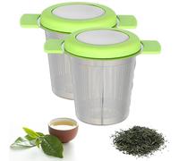 COLLBATH 2pcs Fine Mesh Tea Infuser Baskets with Double Handles Extra Fine Mesh Strainers for Loose Leaf Tea Brewing Filter Inserts for Mugs Jugs Kitchen Sieves Strainers