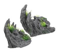 COLLBATH 2pcs Fish Tank Decor Rockery Ornaments Compact Aquarium Decoration for Aquatic Scenes and Safe Design Realistic Detail for Tanks and Ponds