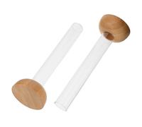 COLLBATH 2Pcs Glass Hydroponic Planter Test Tubes with Wooden Base, Hydroponics Vase for Water Rooting Plants, Glass Propagation Station Suitable for Home, Office, and Tabletop Decor
