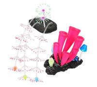 COLLBATH 2pcs Glow Dark Silicone Coral Reef Fish Tank Decorations Artificial Aquarium Plants Safe for Freshwater and Saltwater Easy to Install Eye Catching Ornamental Aquatic Decor