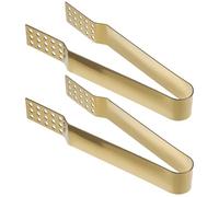 COLLBATH 2pcs Gold Stainless Steel Tea Bag Tongs Sugar Clips Multi-Function Food Tong for Kitchen Brewing and Serving