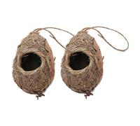 COLLBATH 2Pcs Hand Woven Bird House Windproof Garden Bird Nest for Birds Furry Animals Rustic Pendant Ornament for Home Wedding Outdoor