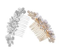 COLLBATH 2pcs Handmade Bridal Hair Comb Silver Gold Crystal Rhinestone Wedding Headpiece Lightweight Comfortable Hair Jewelry for Brides