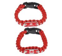 COLLBATH 2pcs Handmade Canadian Flag Survival Bracelet Seven-core Lightweight Comfortable Fit Multi-purpose Outdoor Wristband