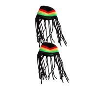 COLLBATH 2pcs Handmade Crochet Pet Hat with Braids for Cats Dogs Breathable Knitted Small Dog Cat Costume Accessory Easy to Wear Halloween Party Hat Festive Cozy Headwear