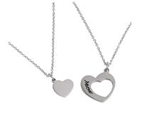 COLLBATH 2PCS Heart Shape Pendant Necklace Set for Daughter Women Men Durable Stainless Steel Jewelry with Creative English Lettering for Parties Festivals and Gifting