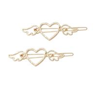 COLLBATH 2pcs Heart-shaped Metal Hair Barrettes with Angel Wings Non-slip Grip for Women Stylish Hair Styling Accessories Gold Color Clips for Braids and Thick